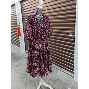 Lane Bryant NWT Size 14 Purple & Pink Lacy Short Sleeve Fit & Flare Dress